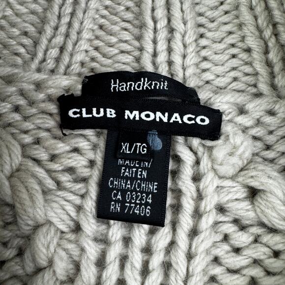 Club Monaco Wool Blend Hand Knit Classic Fisherman Cable Knit Sweater Men's XL - Picture 5 of 6